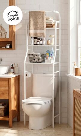 Mueble Organizador Baño Sobre Inodoro Estantería Rack 3 Estantes Y Portarrollos