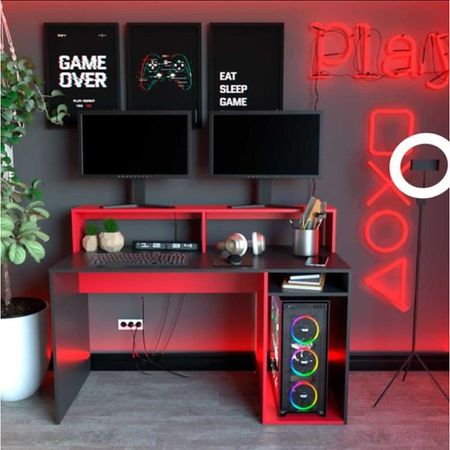 Escritorio Gamer DS Home Rojo 129x96x60 cm