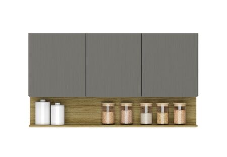 Alacena Cocina 3 Puertas + Estante 120cm - Color Gris - Alto: 67 cm - Ancho: 120 cm - Profundidad: 28,6 cm (M0000588)