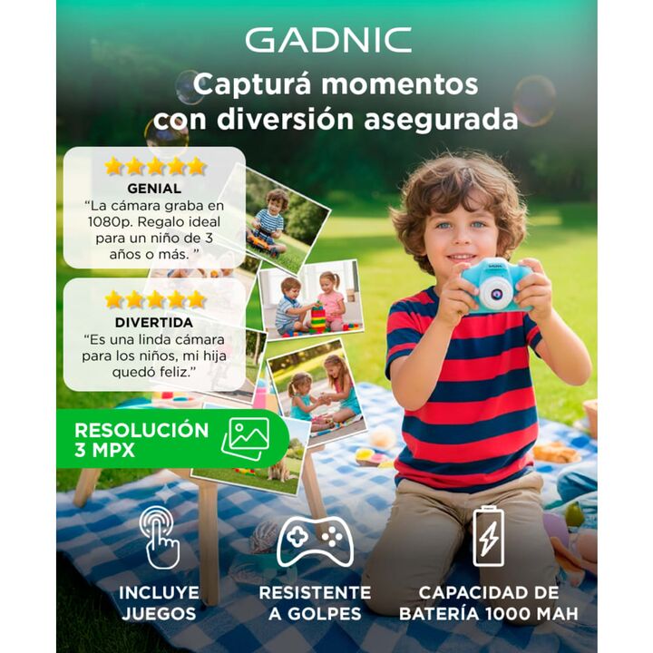 Cámara de Fotos Gadnic Digital Para Niños Función Resistente a Golpes (Rosa) - Vista 2