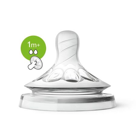 Tetinas Natural 2.0 - 2 Tetinas Fluir Lento (1M+) Avent ( SCF042/27)