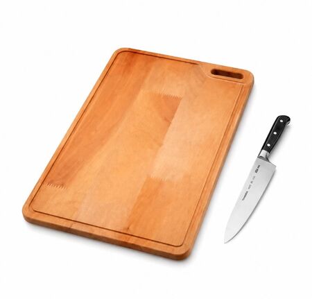 Cuchillo professional cheff acero inoxidable Hudson + tabla grande madera
