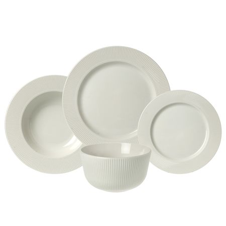 Vajilla 16 piezas Plato Playo Hondo Postre Bowl Porcelana Aston
