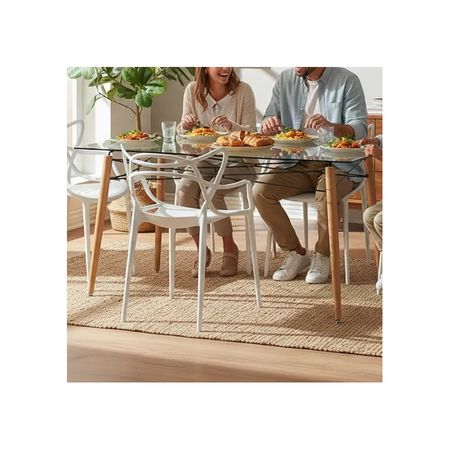 Juego De Comedor Mesa De Vidrio 120x80+4 Sillas Allegra Blanco