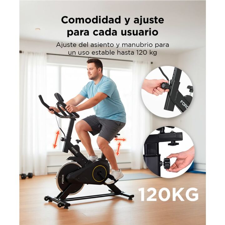 Bicicleta Fija De Spinning Force By Gadnic Disco De Inercia 4 Kg Display LCD Pedales Antideslizantes - Vista 5