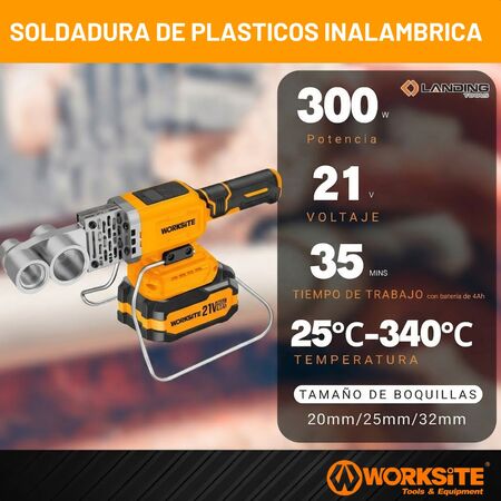 Termofusora A Bateria Inalambrica Worksite 300w 340°