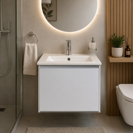 Mueble Vanitory Blanco con Bacha para Bao de 50 CM