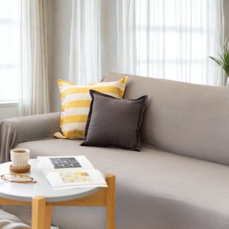 Funda Para Sillon 4 Cuerpos 420x230 Gasa Tusor 100% Algodón Gris