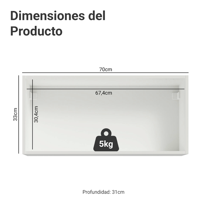 Alacena 1 puerta Rebatible Madesa Reims 70 Cm 01 - Vista 2