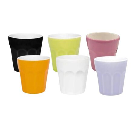 Set X6 Vasos De Cafe 90ml Mix Colores Ceramica Oxford