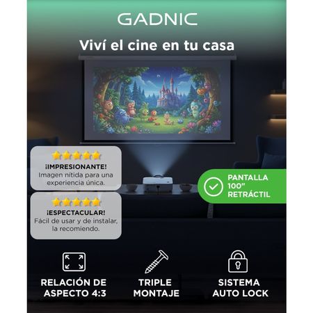 Pantalla Proyector Gadnic 100" Manual