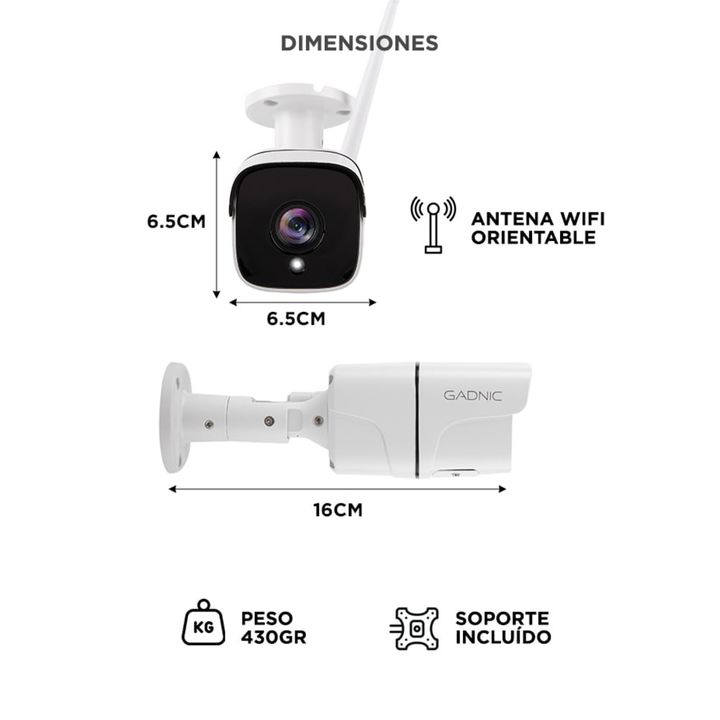 Cámara de Seguridad Gadnic SX37 Bullet Interior / Exterior IP WiFi Full HD Visión Nocturna - Vista 6
