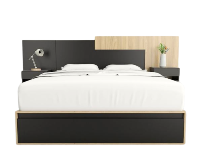 Base Cama Box Linea Minimal 1.60m 4 Cajones Con 1 Puerta 6443 Olmo/Negro Tables - Vista 11