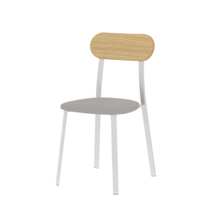 SILLA BOLONIA CAÑO BLANCO TAPIZADO GRIS SBO022