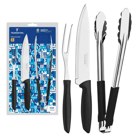 Set 3 Piezas Asado Tramontina Afa Pinza, Cuchillo y Tenedor