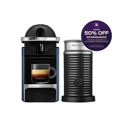 Cafetera Nespresso Pixie Azul Curva + Aeroccino A3KD62-AR-BL-NE