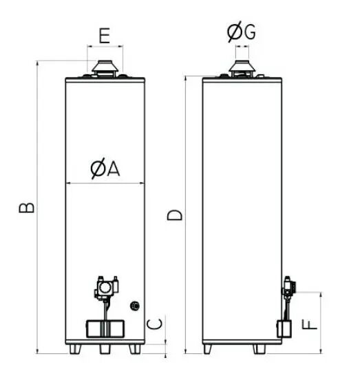 Termotanque 160 Lts A Gas Rheem Alta Potencia AP160 Color Gris - Vista 5