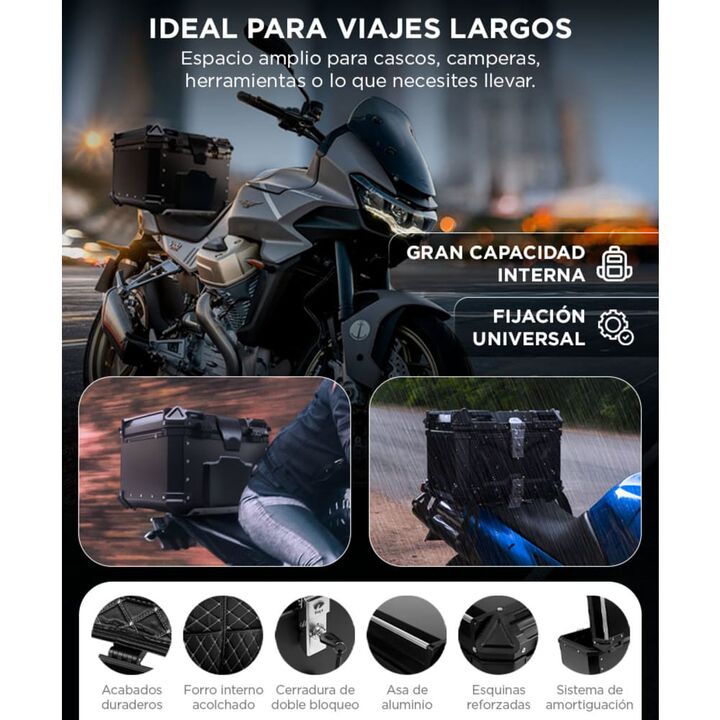 Baúl Para Motos Vetra by Gadnic 45 Litros Impermeable Con Respaldo - Vista 4