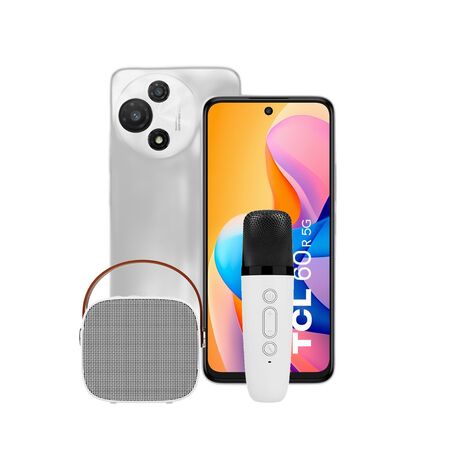 Combo TCL 60 R 5G 4+128GB Pure White + Kit Karaoke Bluetooth 5W Dekkin