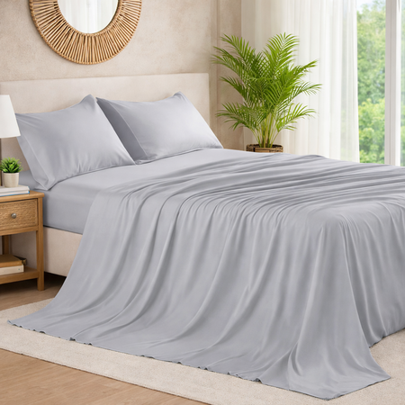 Sabanas Lisas 4 piezas cotton touch King Gris