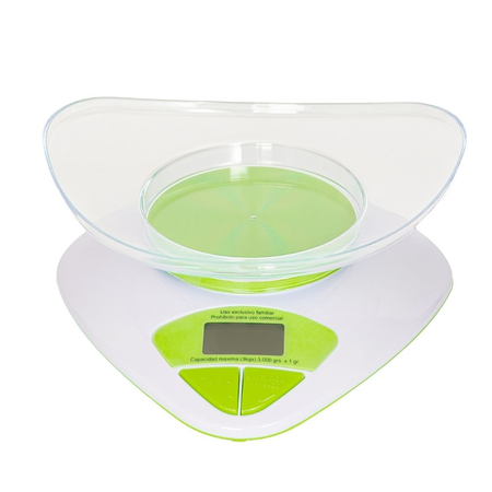 Balanza De Cocina Electr. H/ 3Kg Verde C/Recip - Nc