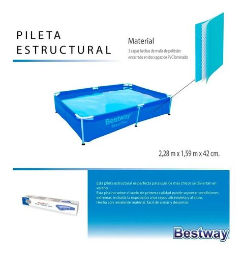 Pileta Estructural Bestway Steel Pro 1500lts 228x159cm 10471 - Vista 4