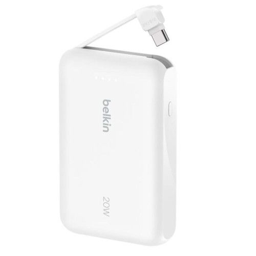 Power Bank Belkin with 20W PD + Integrated USB-C Cable 10K Blanco - Vista 4