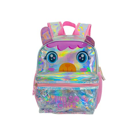 Mochila Para Jardin Infantil Reforzada Nena Diseños Holograficos Kawaii Perro QD31 Plateado
