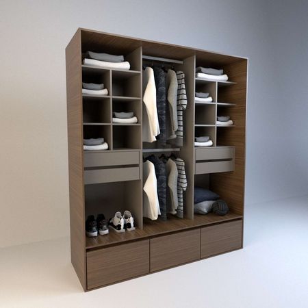 Vestidor 1,80m Alto 4 Cajones 3 Zapateros Nogal Gris