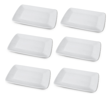 Set X 6 Plato Playo Rectangulares Schmidt Porcelana 23 Cm Blanco