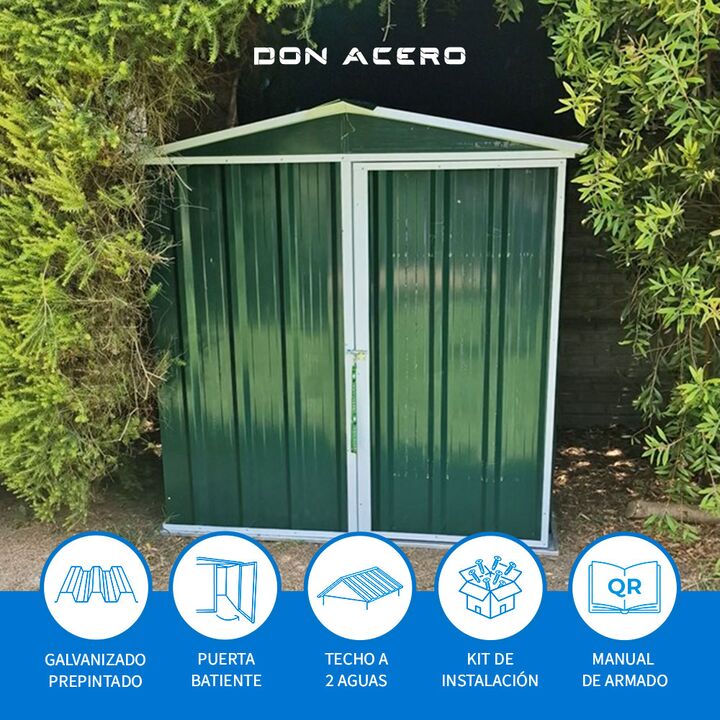 Armario Deposito Galpon de jardin Casi 2x2x2 Verde DON ACERO - Vista 4