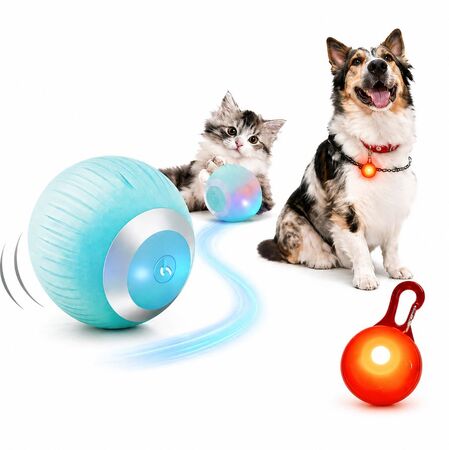 Juguete pelota interactivo recargable automatica + luz led para collar