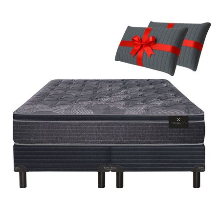 Colchon y Sommier King Koil XL Advanced Super Queen 160x200 de Resortes LFK + Pillow Inteligente Viscoelastico + Almohada de Regalo