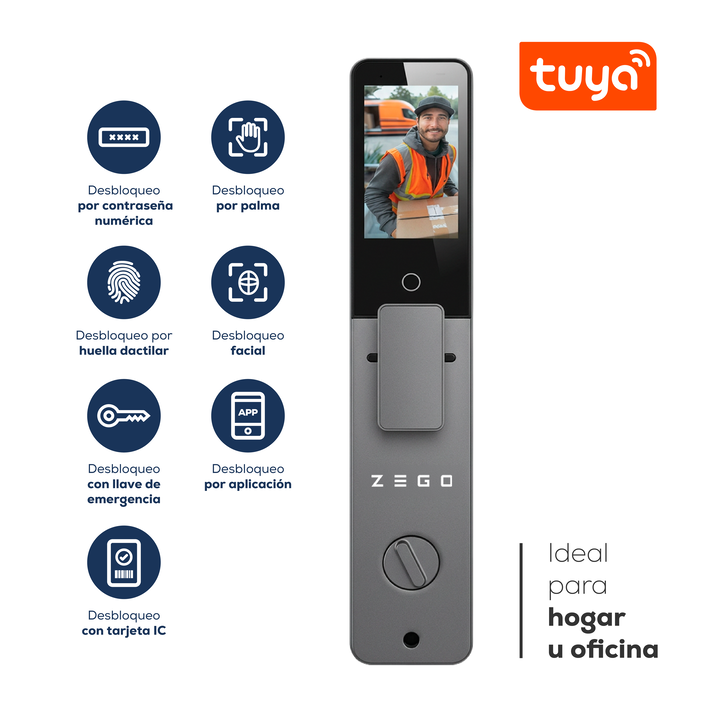 Cerradura Electronica Zego Huella Reconocimiento Facial App Max Fortress Secure - Vista 1