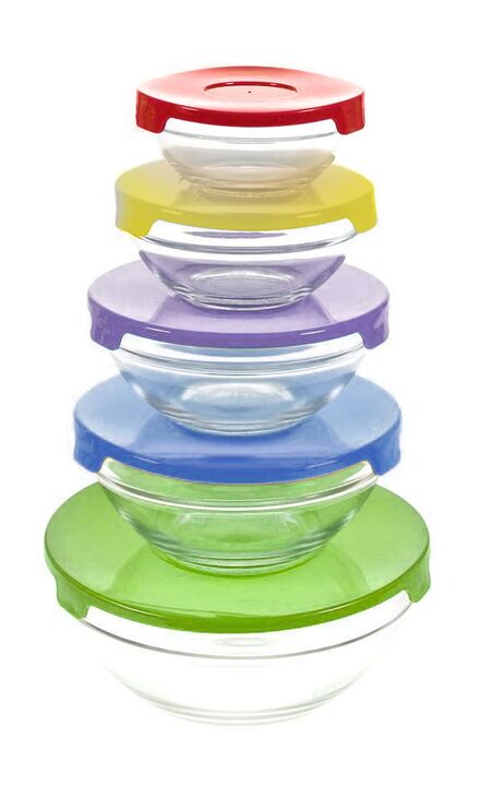 Set De 5 Bowls De Vidrio Con Tapa Multicolor - Vista 2