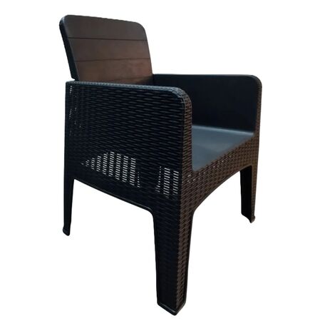 Sillón Plástico Símil Ratan Reforzado Jardin Milo Quality Negro