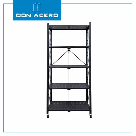 Estantería Plegable de 5 Niveles con Ruedas Color Negro DON ACERO