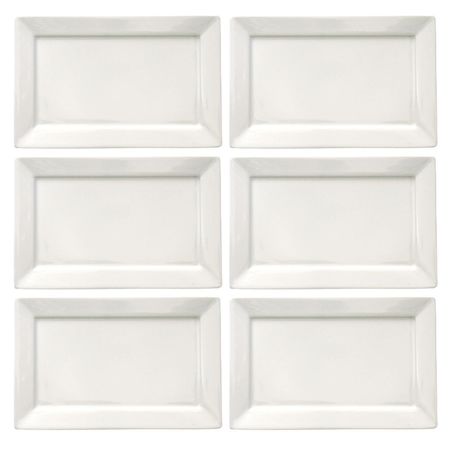SET X6 PLATOS PLAYO 30X20 CM RECTANGULAR BLANCO