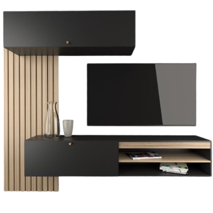 Mueble Rack Tv Flotante Centro De Entretenimiento Living Tables 1113 Coco Bolo Negro - Vista 1