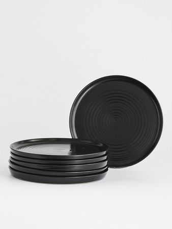 Plato Playo 6 Piezas Porcelana 26 Cm Fushion Negro