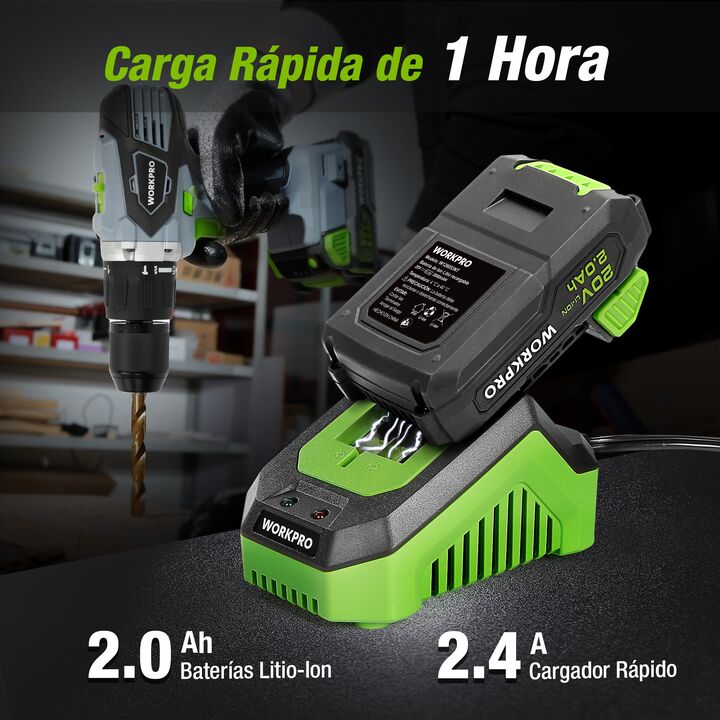 Combo Taladro Percutor + Batería 2ah + Cargador WORKPRO - Vista 6