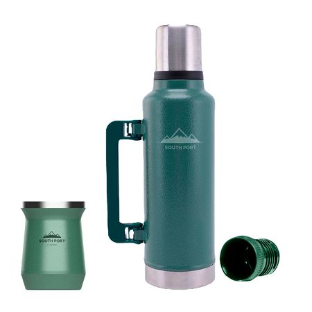 Kit de Termo Verde 1.3L South Port con Mate Verde Acero Inoxidable
