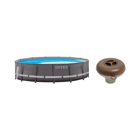 Combo Pileta Intex Ultra Frame 427x107 Greywood + Boya Cloro Intex