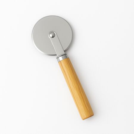 Cortador De Pizza Roller Bbq Con Mango De Madera Plateado
