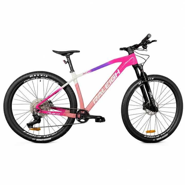 Bicicleta Raleigh Mojave 8.0 - Talle 16.5" - Rosa-Blanco-P- Cuadro de CARBONO - Frenos a discos Hidraulicos - Monoplato 1x12 - Rodado 29 MTB _ Linea 2026. - Vista 1