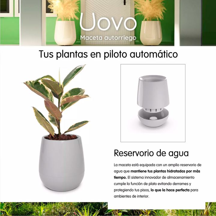 Maceta Autorriego Uovo Mediana Beruplast Blanco 42cm - Vista 5