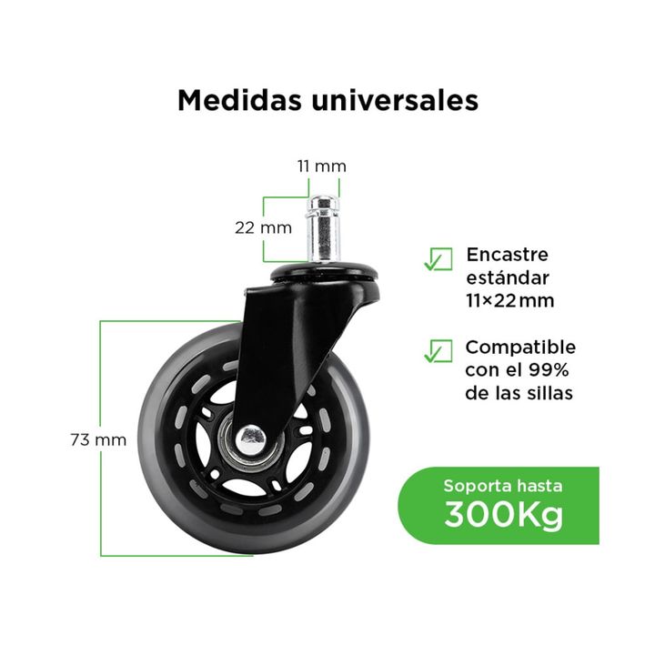 Kit x5 de Ruedas Gadnic Para Silla De Oficina De Goma - Vista 5