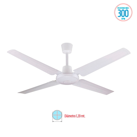 Ventilador de techo Liliana Blanco 120cm 4 Paletas Metálicas 5 Velocidades