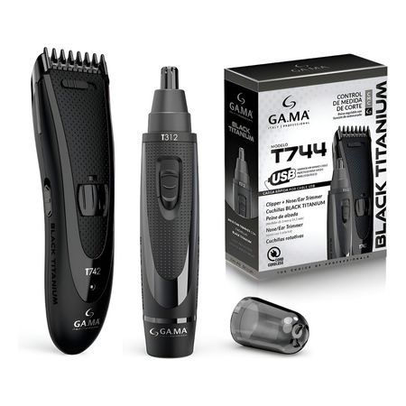 Pack 1 Clipper + 1 Trimmer Gama 144828 Titanium T744 Color Negro