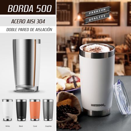 VASO 100% ACERO INOXIDABLE AISI 304 - 500 ML - BLANCO